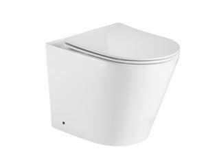 Halo Rimless Back to Wall Pan & Seat; {'Finish': 'Gloss White'}; supplier brochure photograph
