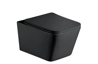 Alba Rimless Wall Hung Pan & Seat; {'Finish': 'Matt Black'}; supplier brochure photograph