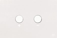 OLI Blink Pneumatic Flush Plate; {'Finish': 'White'}; supplier brochure photograph