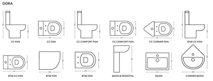 Dora supplier technical drawings; select the diagram for the relevant configuration