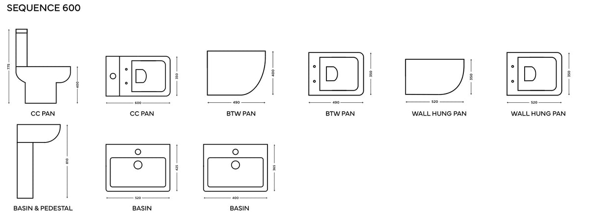 Sequence 600 supplier technical drawings; select the diagram for the relevant configuration