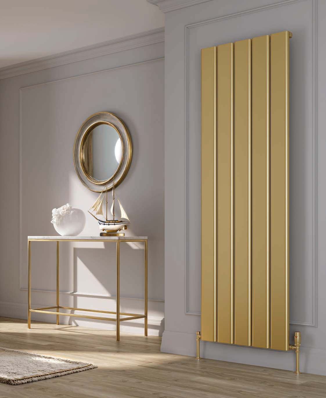 Reina Caldaro Vertical — Reina brochure page 102; Brass; pictured size 1800 x 620 mm