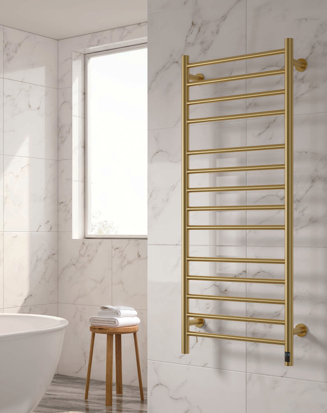 Reina Arnage — Reina brochure page 141; Brushed Brass; pictured size 1200 x 500 mm