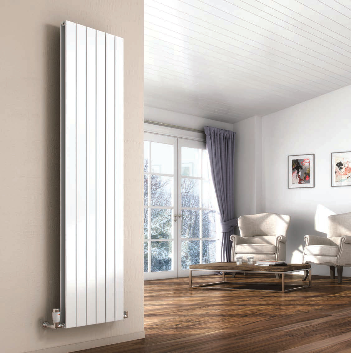 Reina Flat Vertical Double — Reina brochure page 18; White; pictured size 1800 x 440 mm