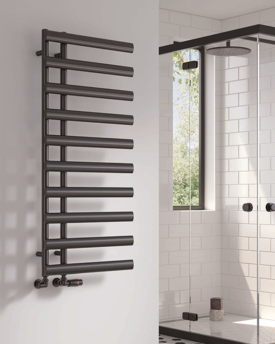 Reina Grace — Reina brochure page 43; Brushed Gun Metal; pictured size 1140 x 500 mm