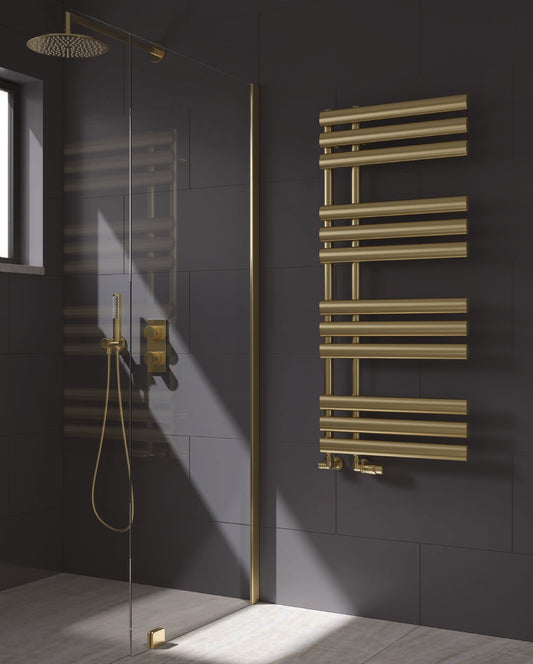 Reina Chisa — Reina brochure page 45; Brushed Brass; pictured size 1130 x 500 mm