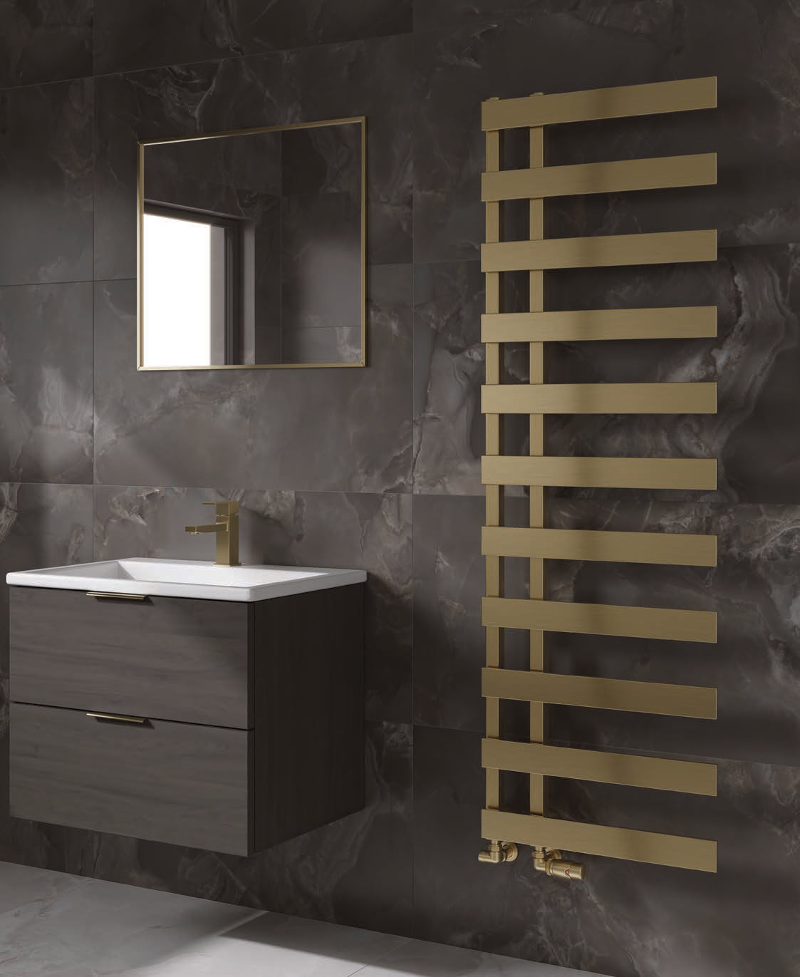 Reina Florina — Reina brochure page 51; Brushed Brass; pictured size 1525 x 500 mm