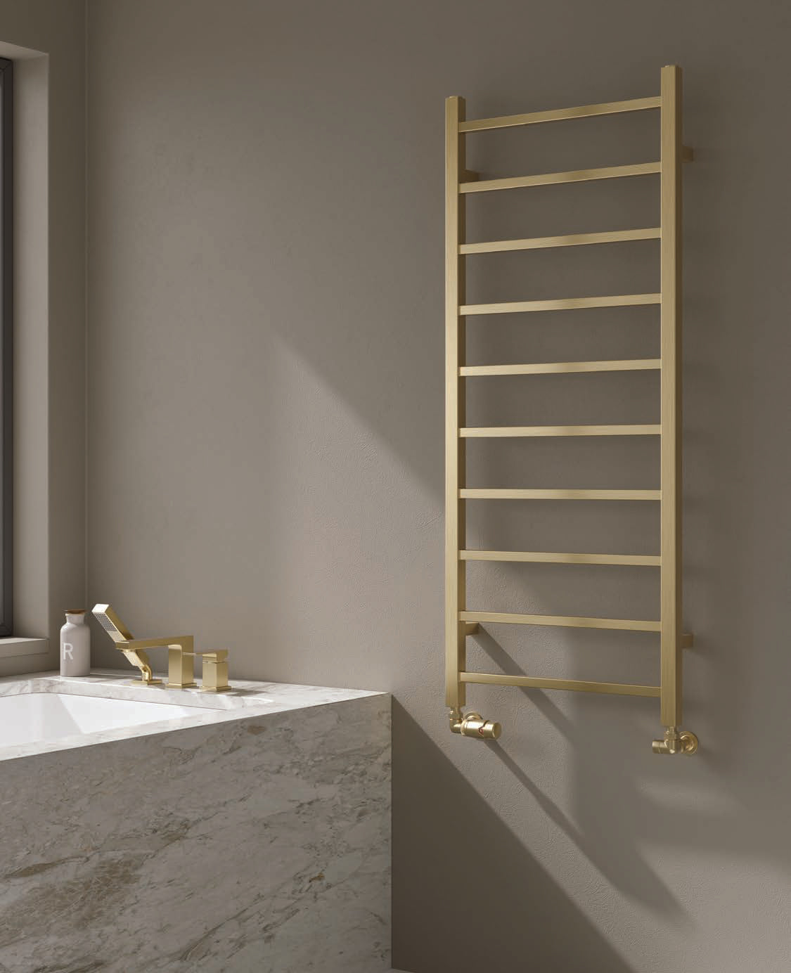 Reina Serena — Reina brochure page 76; Brushed Brass; pictured size 1200 x 500 mm
