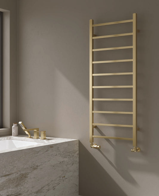 Reina Serena — Reina brochure page 76; Brushed Brass; pictured size 1200 x 500 mm