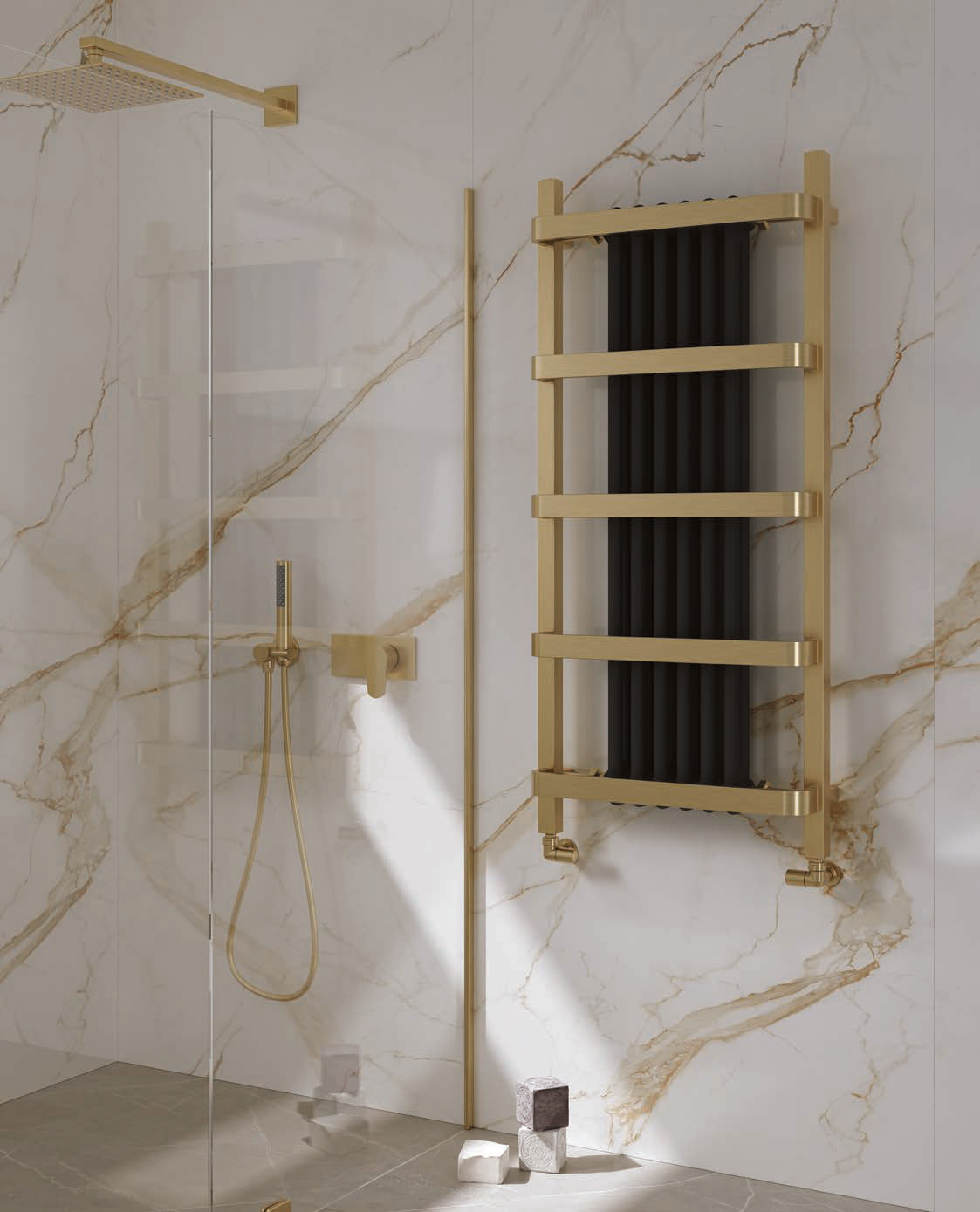 Reina Regina — Reina brochure page 82; Black/Brushed Brass; pictured size 1200 x 550 mm