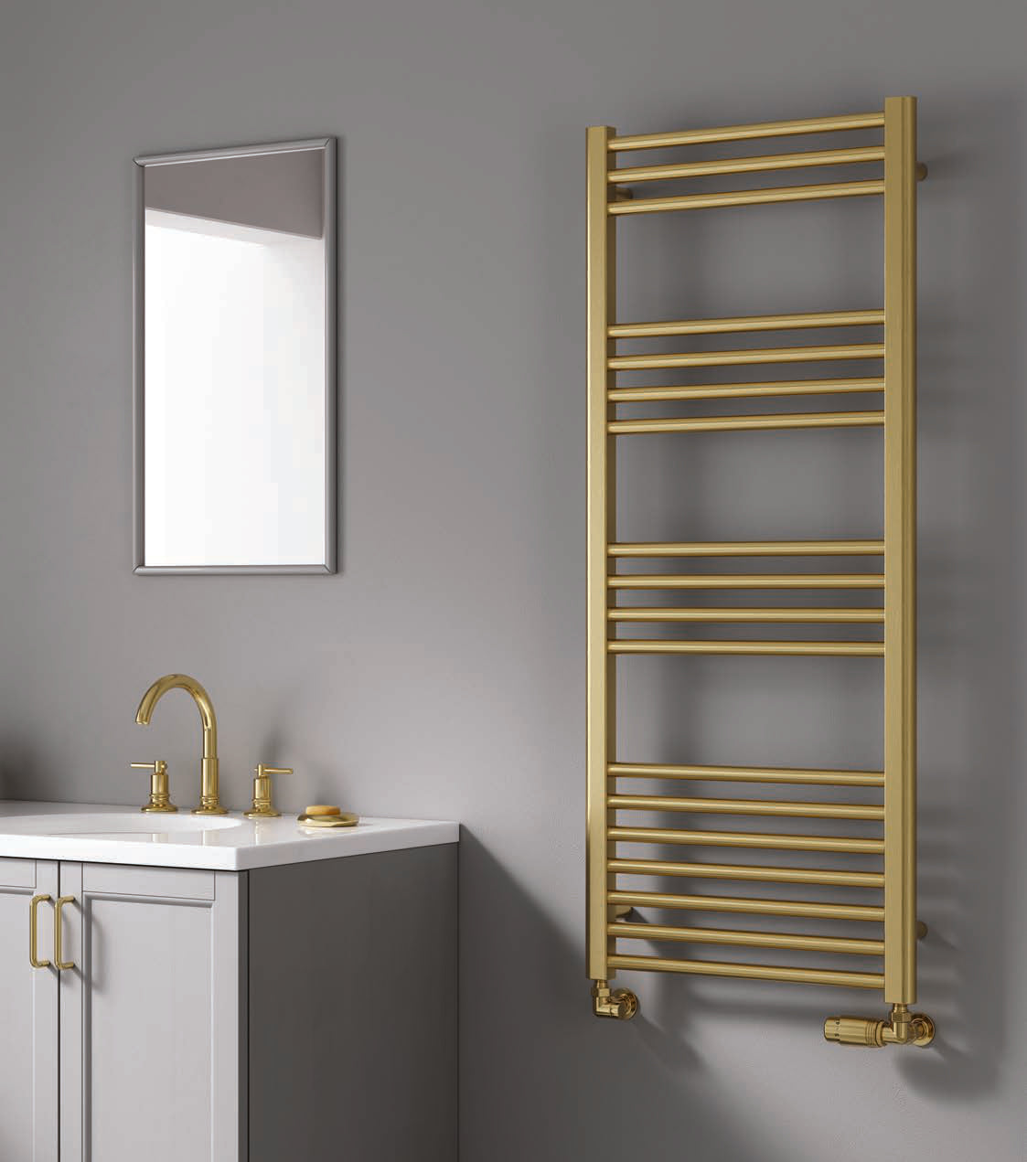 Reina Ottone — Reina brochure page 97; Brushed Brass; pictured size 1600 x 500 mm
